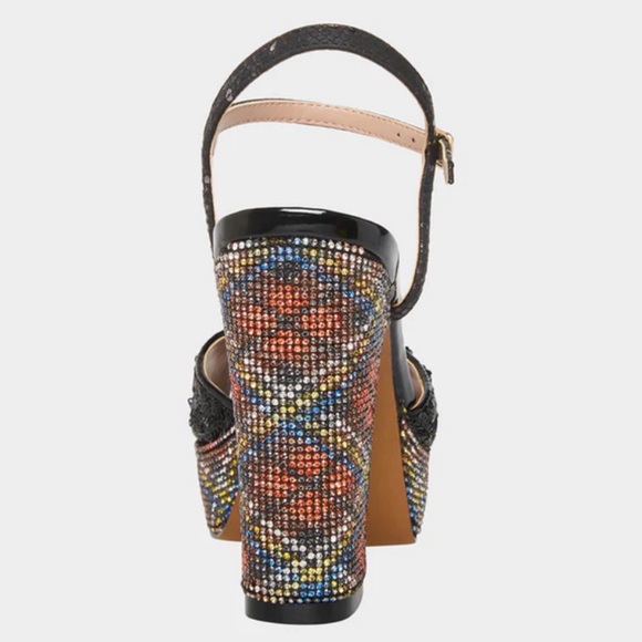 NWT Betsey Johnson ALAIA Black Plaid Sequin Heels - Picture 4 of 13